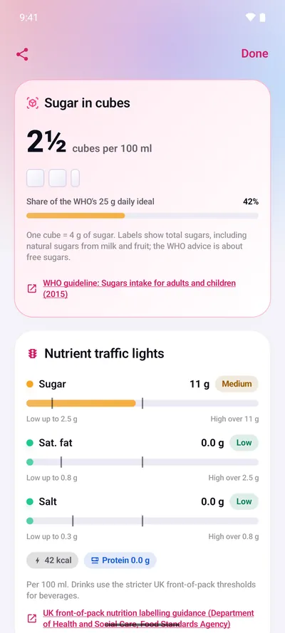 Skinny Scanning, Android phone (in preparation): Sugar in cubes, and the traffic lights