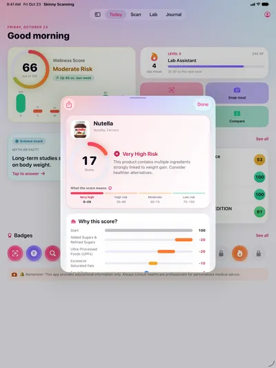 Skinny Scanning, iPad: A result, step by step