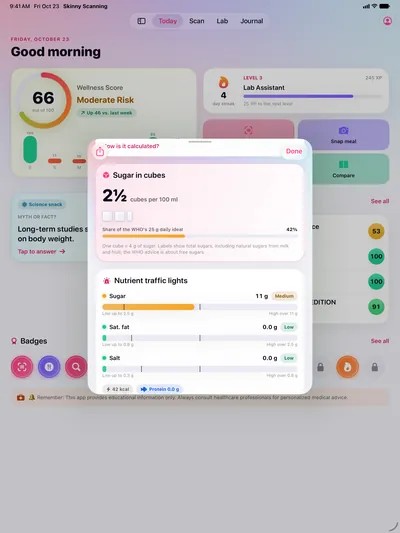 Skinny Scanning, iPad: Sugar in cubes, and the traffic lights