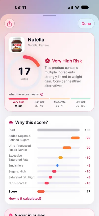 Skinny Scanning, iPhone: A result, step by step