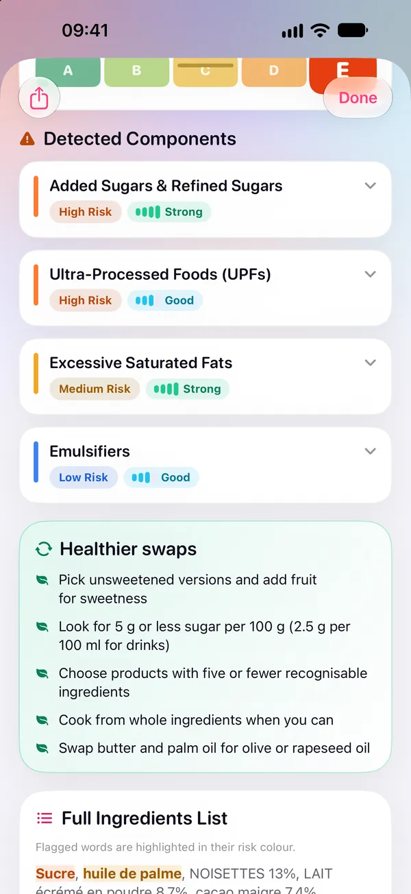 Skinny Scanning, iPhone: Flagged ingredients and healthier swaps